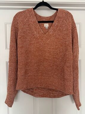 a new day Rusty Rose V-Neck Sweater Cozy Knit Relaxed Fit Size L